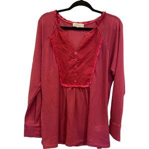 Weekend‎ Suzanne Betro Casual Contrast Bib Notch Neck Tunic Women Size 1X NWT